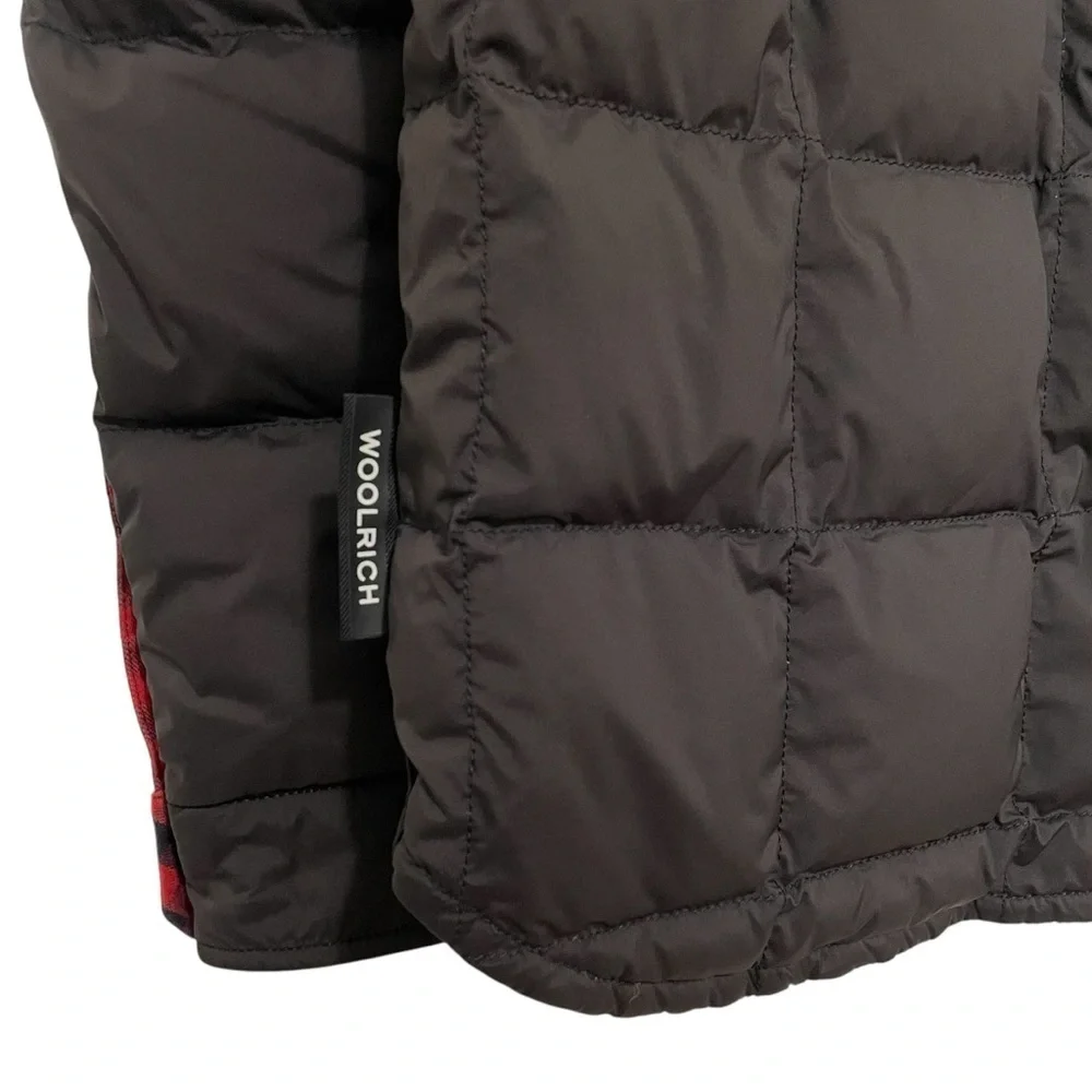 WOOLRICH Reversible Puffer Jacket Men S Buffalo Checked Goose Down Feathers Snap